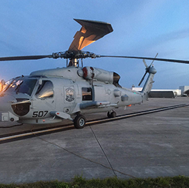 MH-60R helicopter with CAE MAD-XR sensor