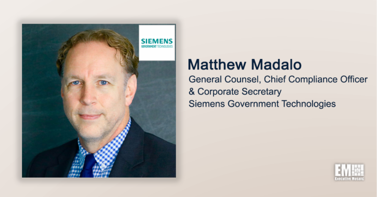 Executive Spotlight: Matthew Madalo, General Counsel, Chief Compliance Officer & Corporate Secretary at Siemens Government Technologies - top government contractors - best government contracting event