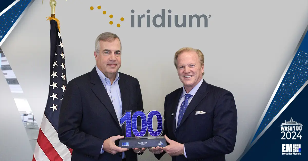 Iridium CEO Matt Desch Presented With 10th Wash100 Award