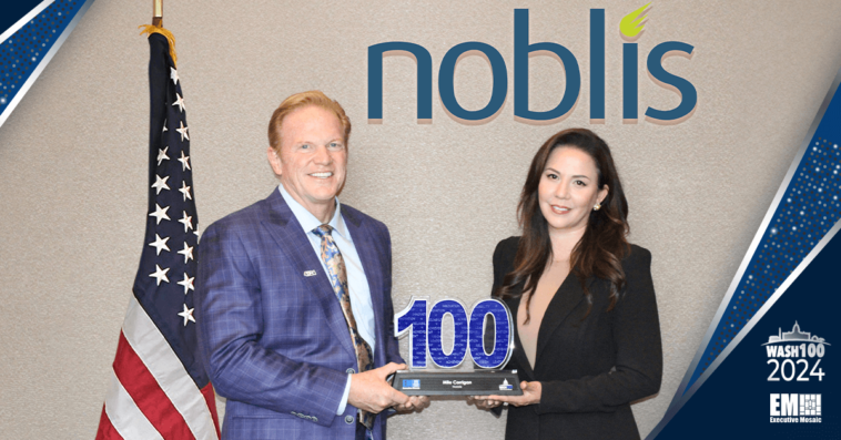 Noblis CEO Mile Corrigan Accepts 2024 Wash100 Award - top government contractors - best government contracting event