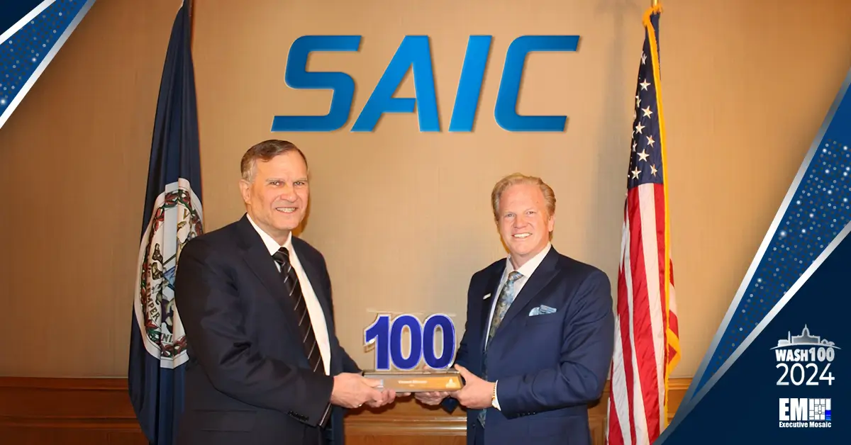 SAIC EVP Vincent DiFronzo Receives 2024 Wash100 Award From Jim Garrettson